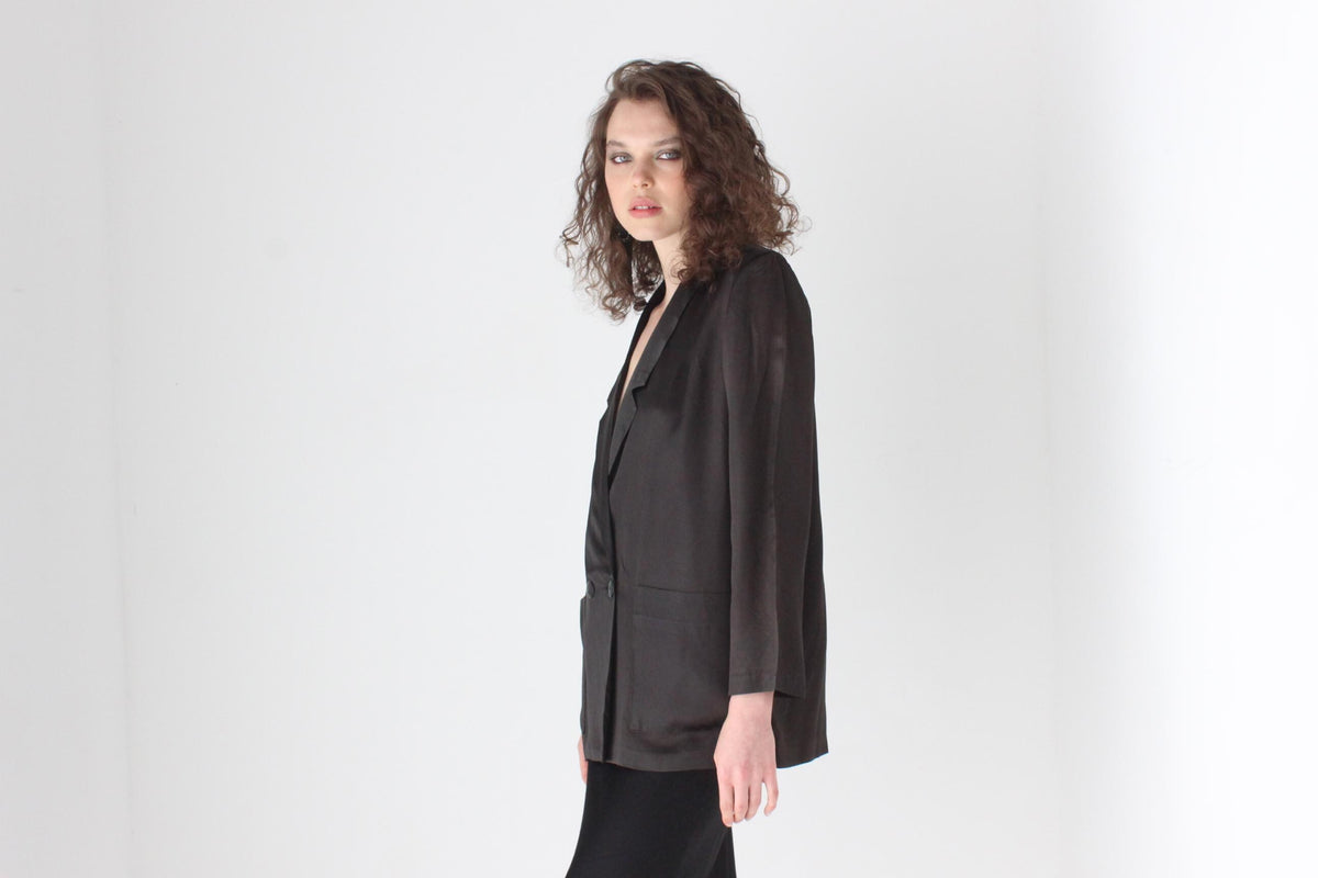 80s - Le Smoking - Silky Acetate Blazer Jacket