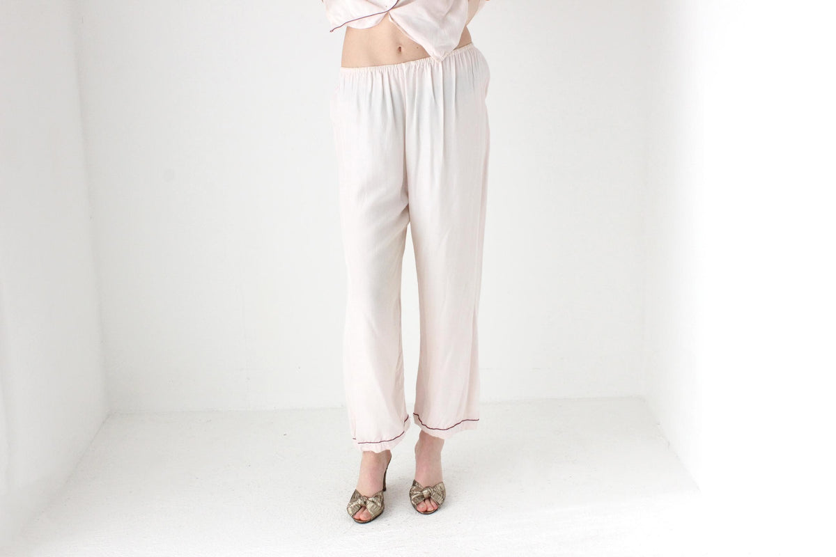 Rare 60s Pastel Rayon Pyjama Set w/ Embroidery