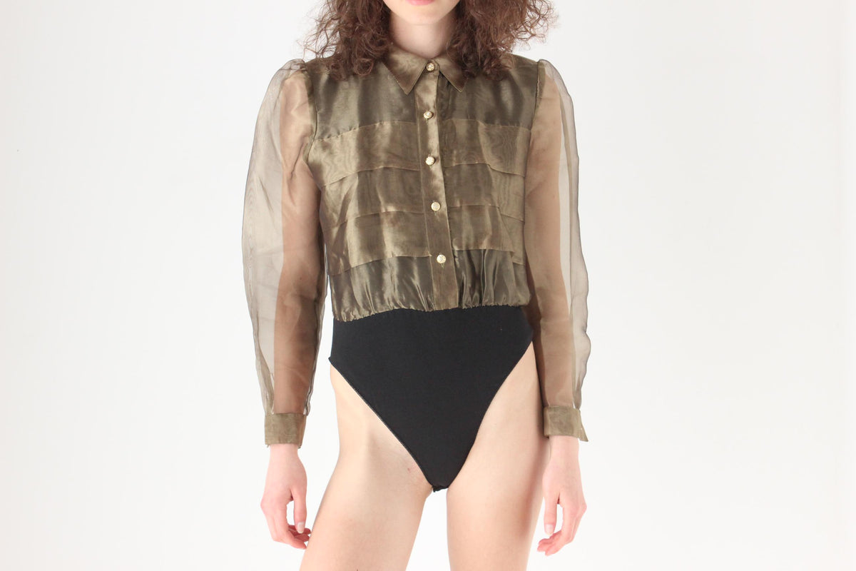 80s Puff Gold Organza Bodysuit by Mr K