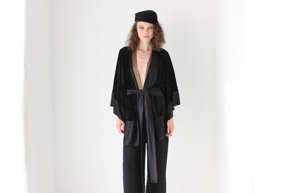 2000s Designer Crushed Velvet & Silk Kimono by Kirrily Johnston