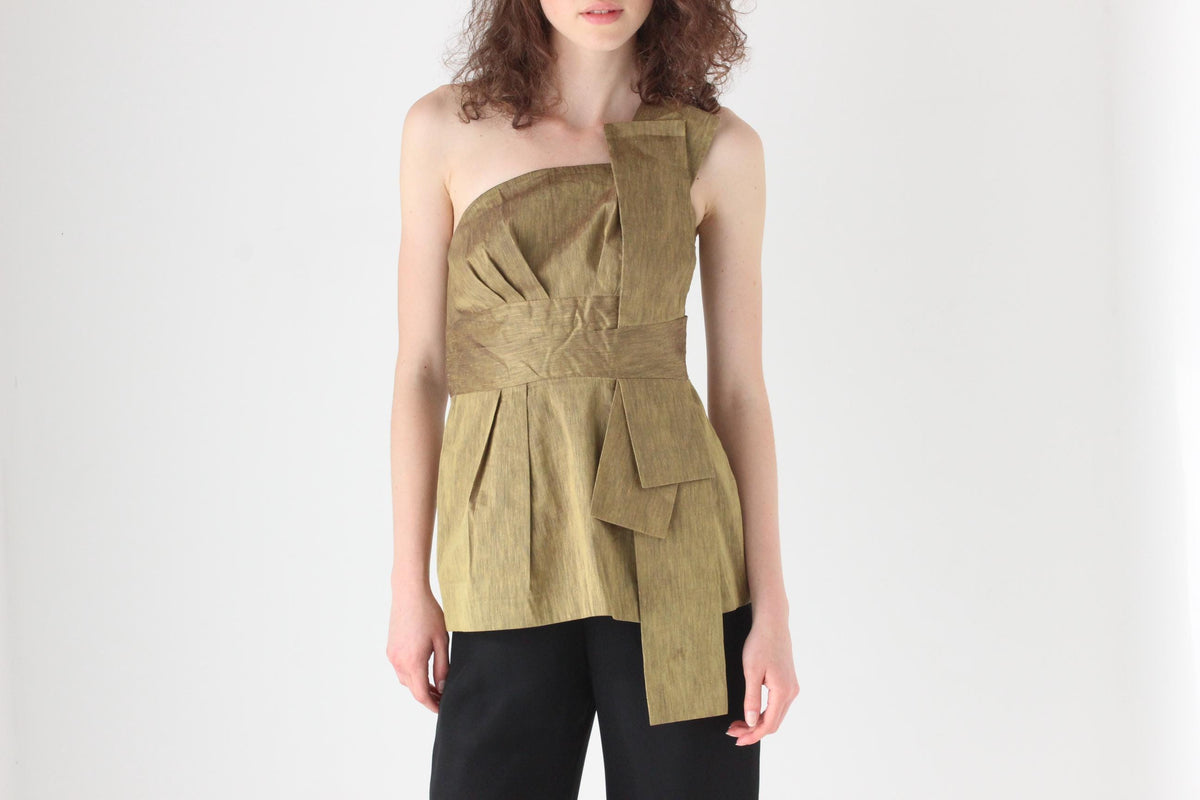 2000s Asymmetric Sculptural One Shoulder Top