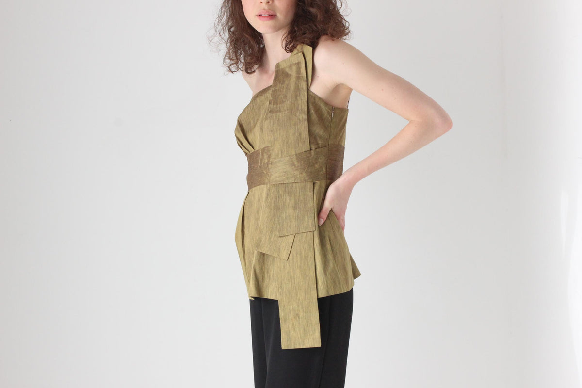 2000s Asymmetric Sculptural One Shoulder Top