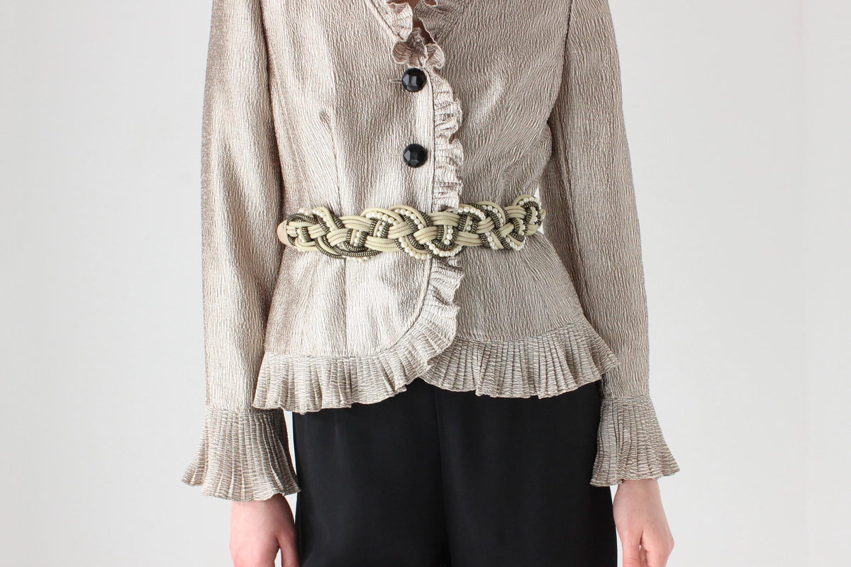 80s Gold Tone Braided Rope Waist Belt