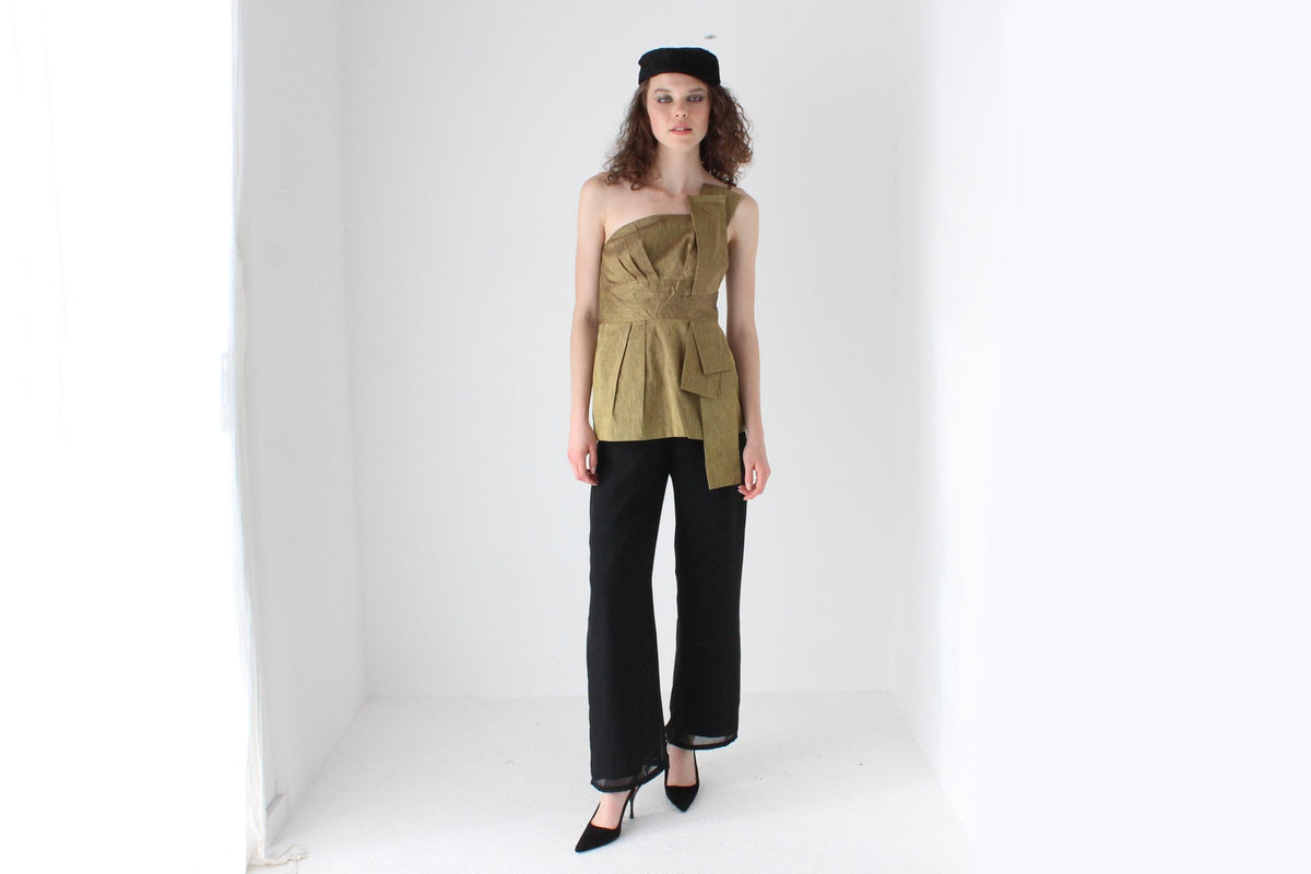 2000s Asymmetric Sculptural One Shoulder Top