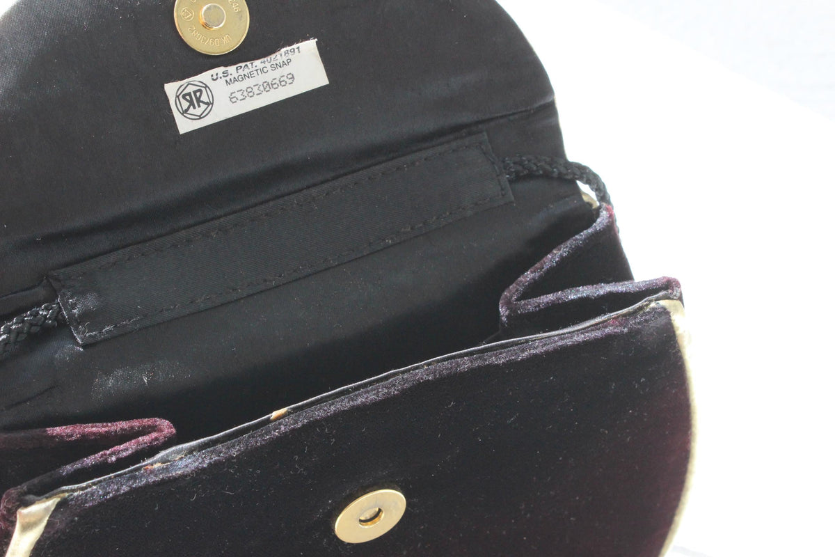 80s Opulent Velvet Bag w/ Gold Handle