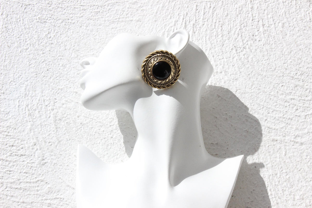 80s Glam Round Gold Tone Clip Ons