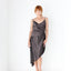 2000s Iridescent Crinkle Taffeta Asymmetric Dress