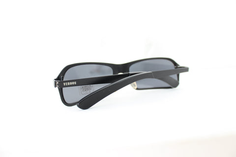 90s Versus - By Gianni Versace Futuristic Matte Black Metal Unisex Sunglasses