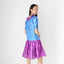 80s Puff Sleeve Lamé Metallic Foil Ruffle Dress
