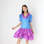 80s Puff Sleeve Lamé Metallic Foil Ruffle Dress