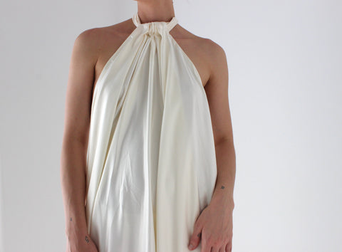 Minimal 90s Hand Made Halter Trapeze Gown