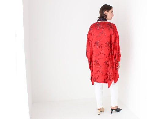 90s Chinese Pure Silk Sweeping [Weighted] Sleeve Robe