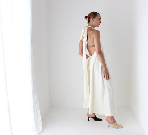 Minimal 90s Hand Made Halter Trapeze Gown