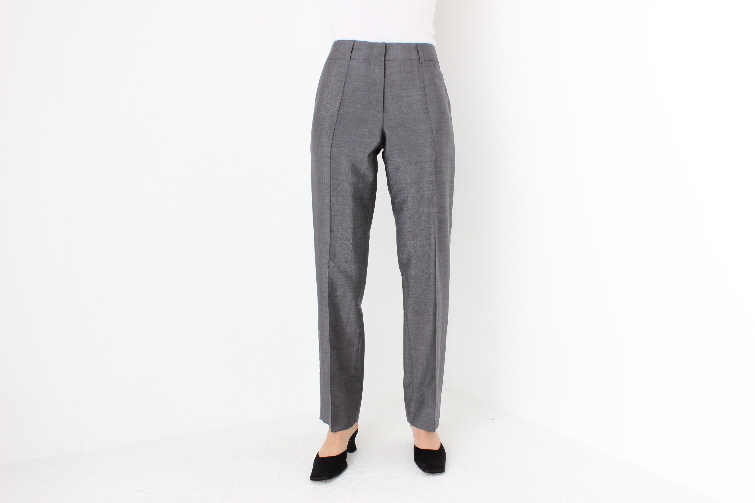 Y2K DEREK LAM Mohair & Wool Minimal Tailored Trousers