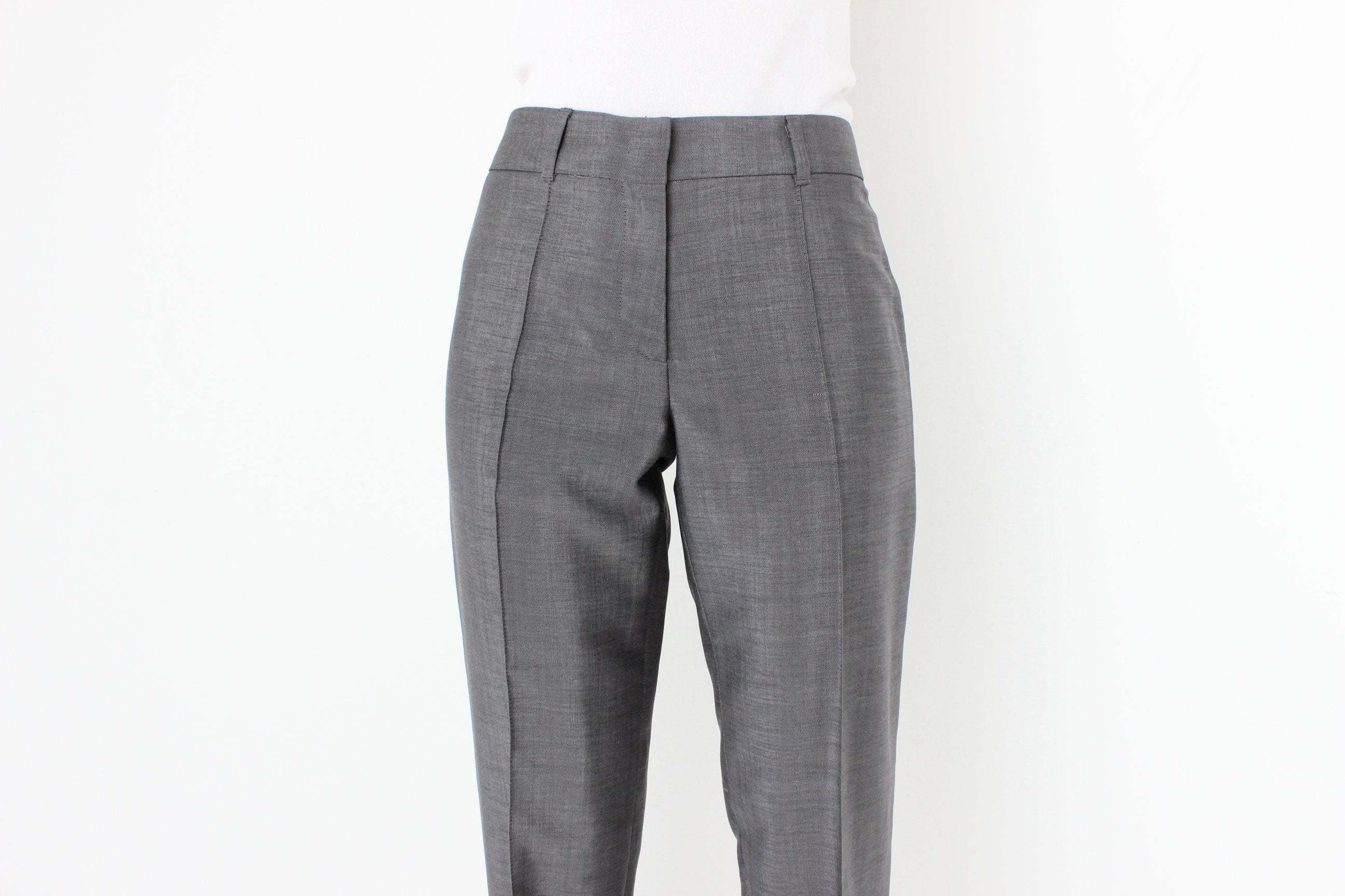 Y2K DEREK LAM Mohair & Wool Minimal Tailored Trousers