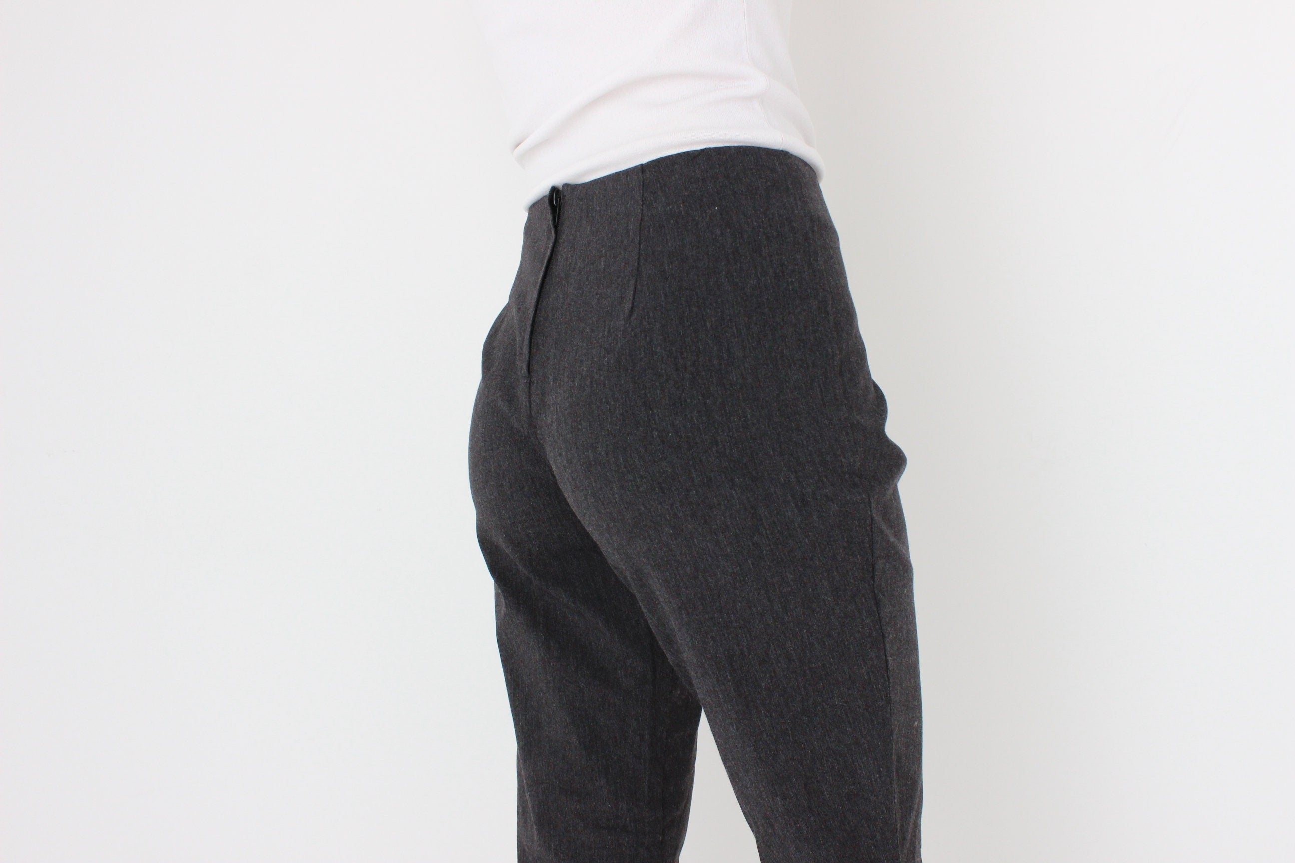 Y2K Minimal Bootcut Charcoal Grey Trousers