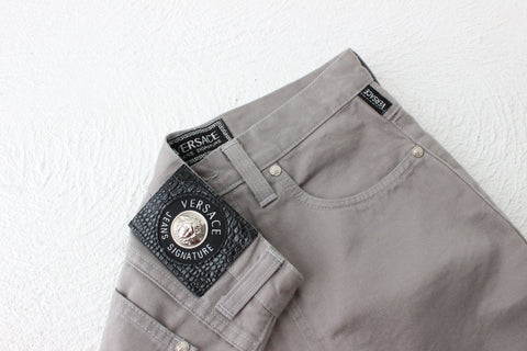 90s VERSACE Neutral Grey Jeans w/ Medusa Badge