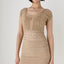 Y2K Crochet Macrame Muted Gold Fitted Dress