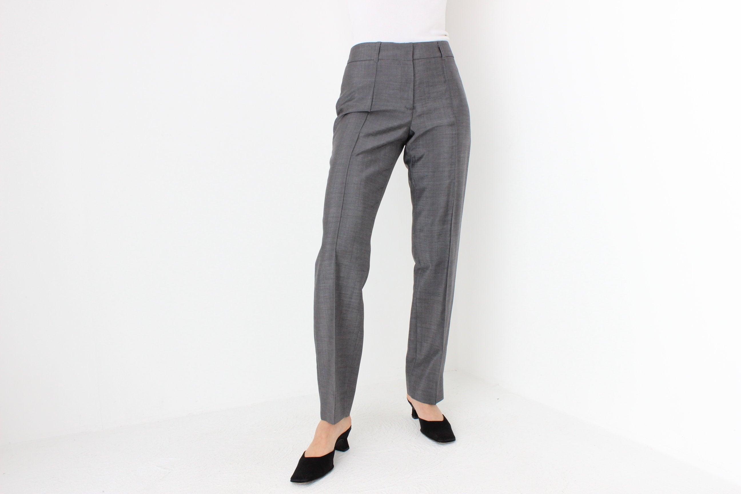 Y2K DEREK LAM Mohair & Wool Minimal Tailored Trousers