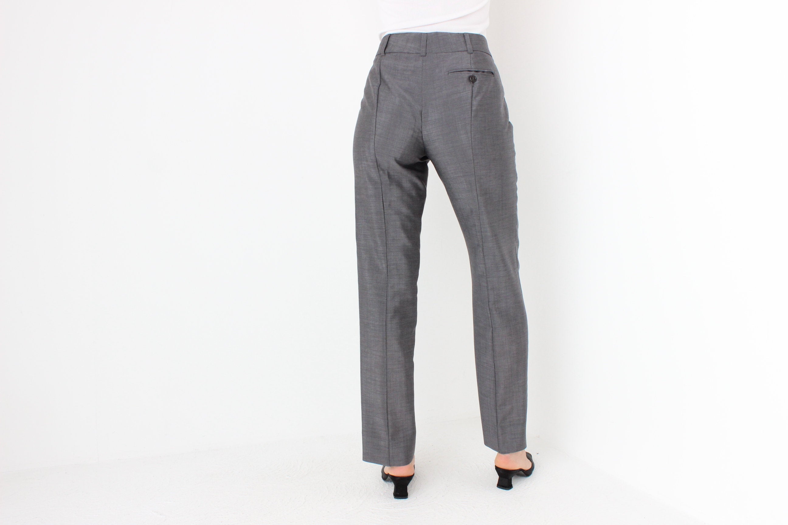 Y2K DEREK LAM Mohair & Wool Minimal Tailored Trousers