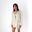 80s Neutral Oatmeal Boxy Blazer Dress