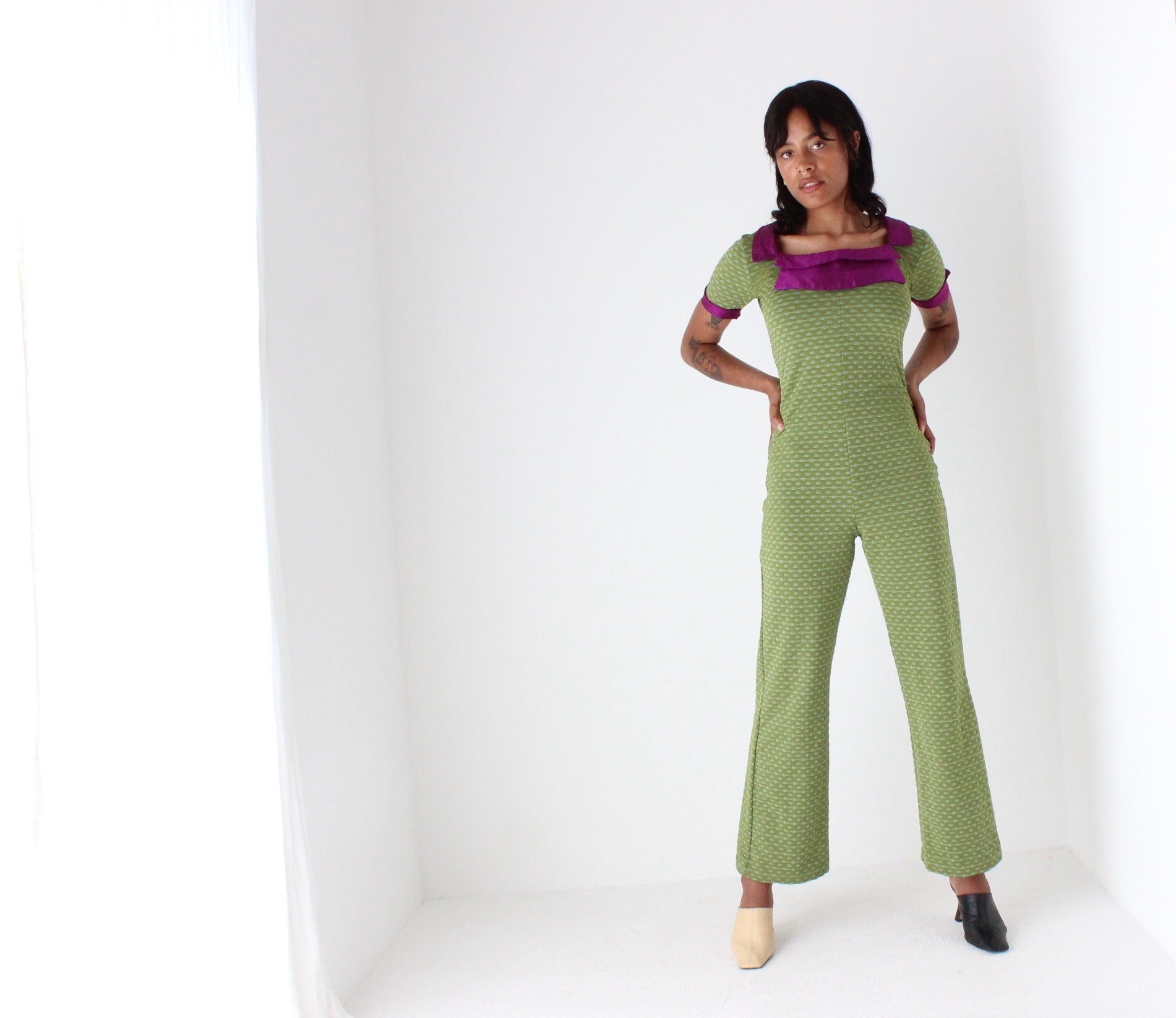 Stunning 70s Sexy Stretch Fitted Disco Jumpsuit