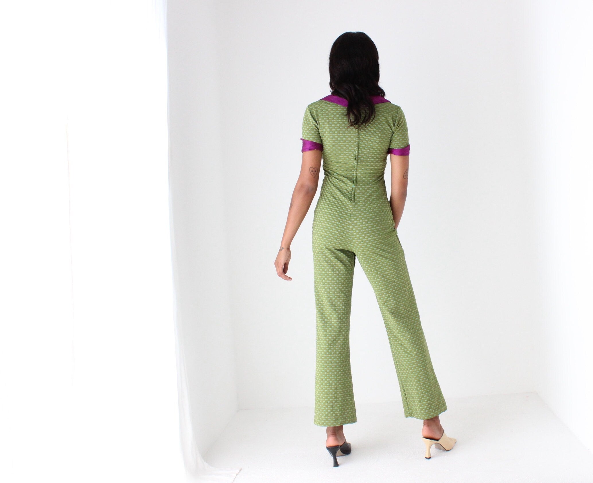 Stunning 70s Sexy Stretch Fitted Disco Jumpsuit