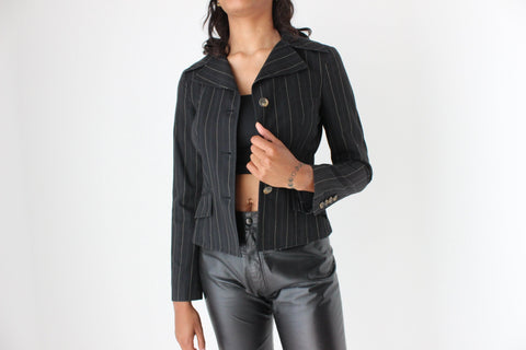 Y2K Dolce and Gabbana D&G Business Casual Pinstripe Blazer Top