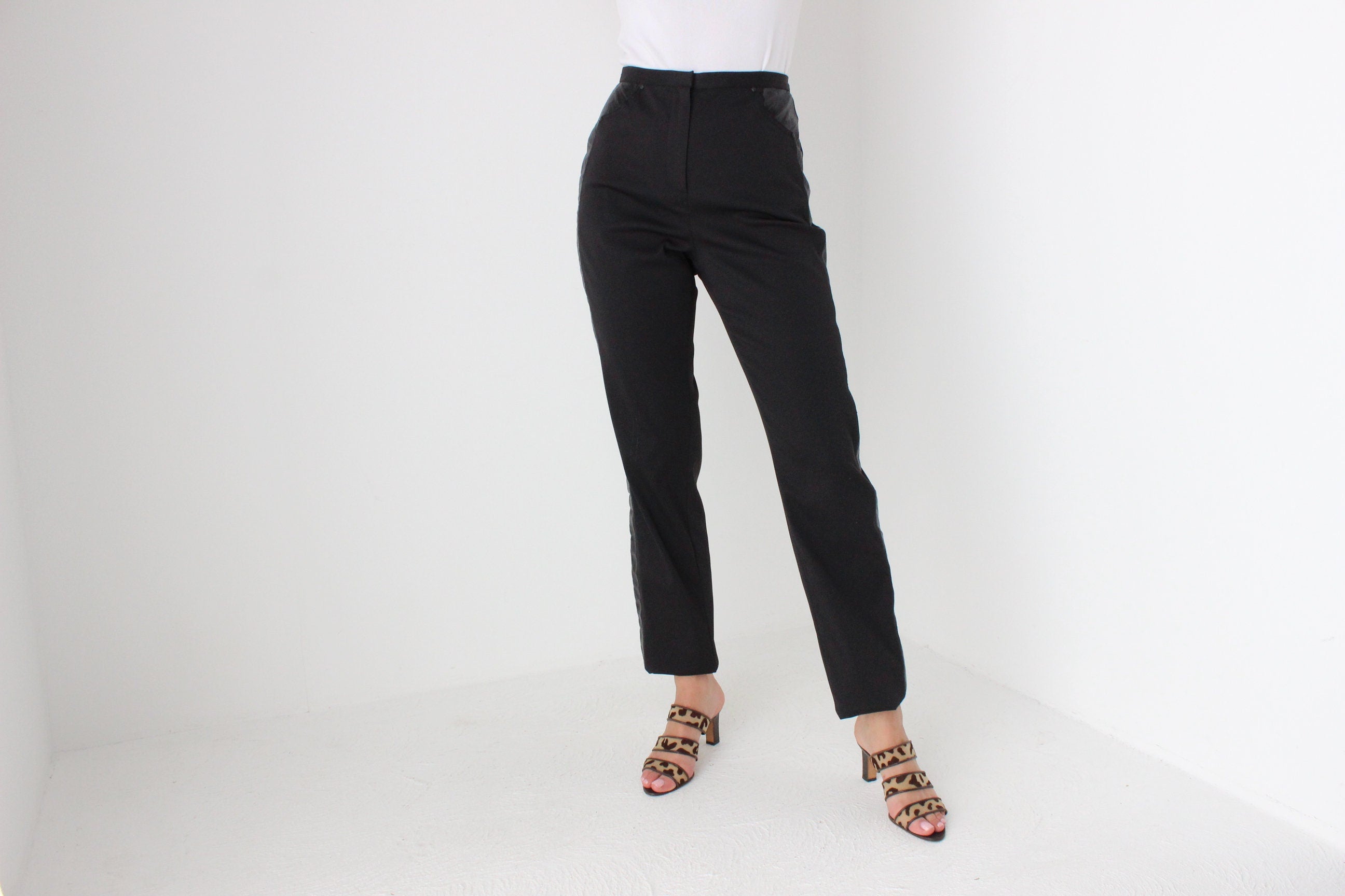 90s Versace Jeans Tailored High Waist Pants w/ Metallic Accents