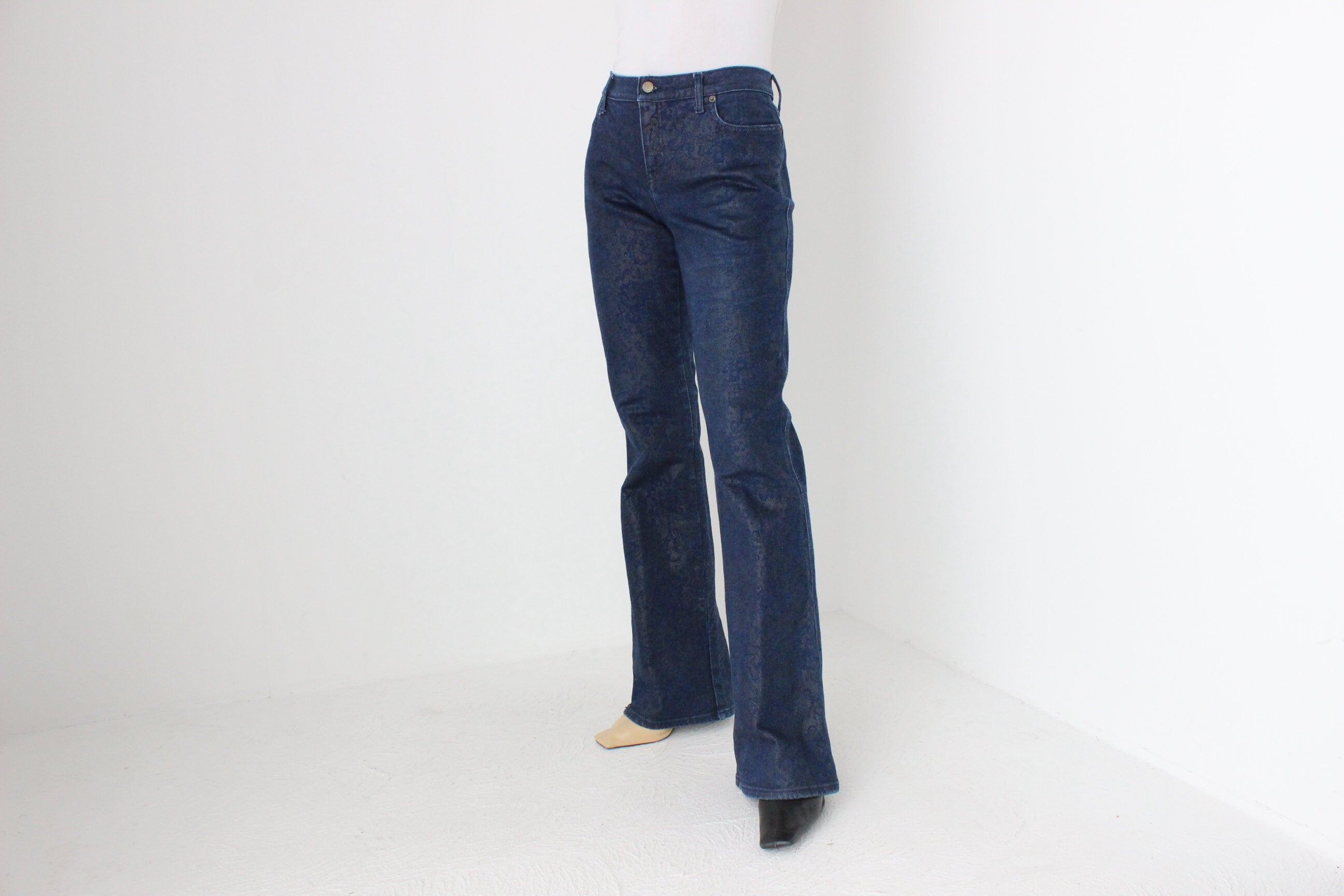 Vintage Moschino "Lace Effect" Dark Denim Bootcut Jeans