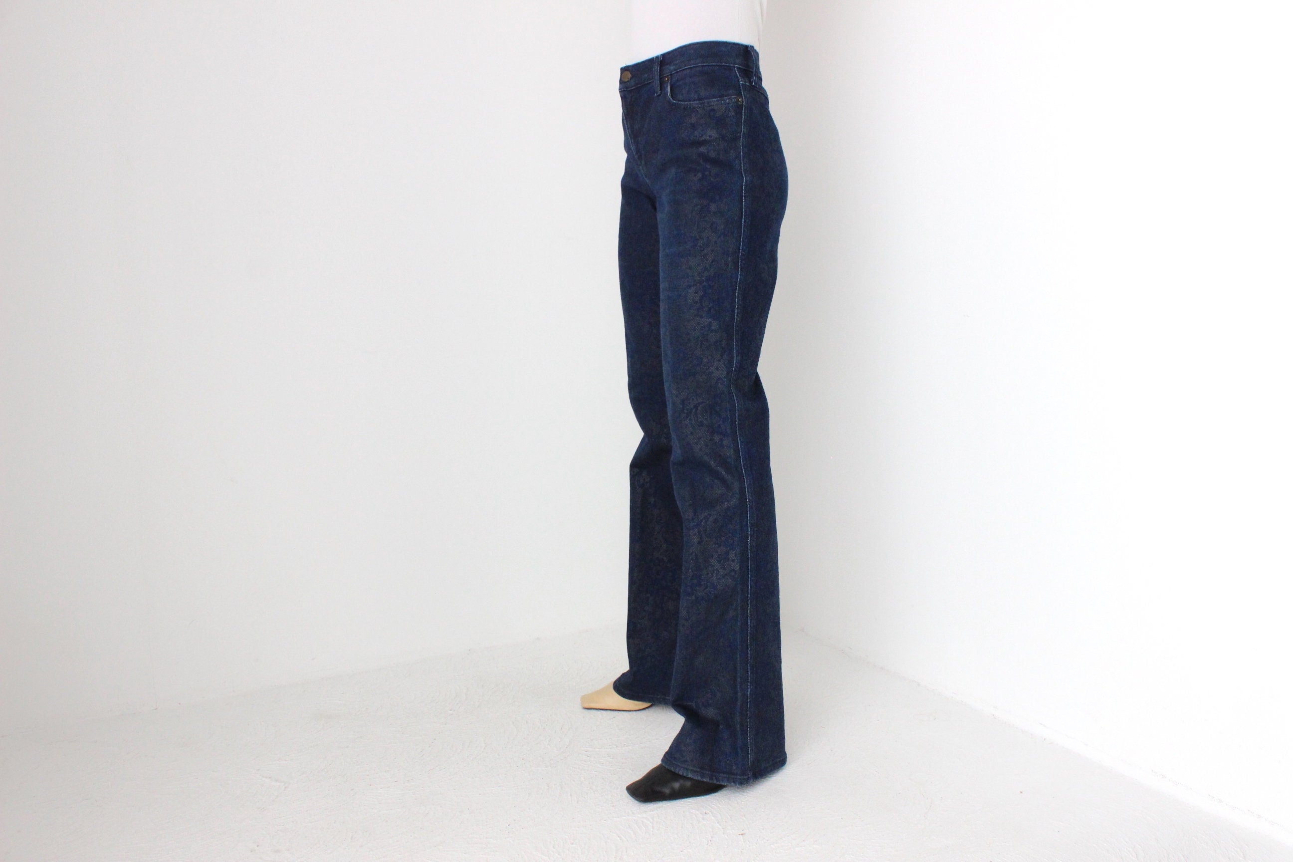 Vintage Moschino "Lace Effect" Dark Denim Bootcut Jeans