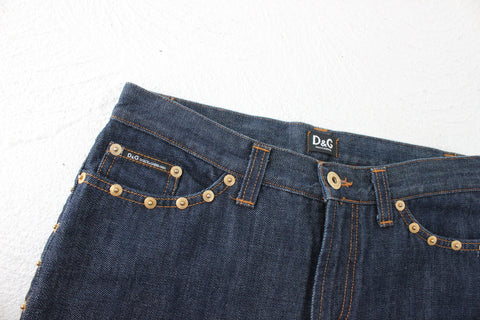 Y2K Dolce and Gabbana D&G Dark Wash Studded Denim Jeans