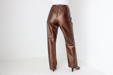 80s Metallic Bronze Leather Trousers by Australian Designer George Gross