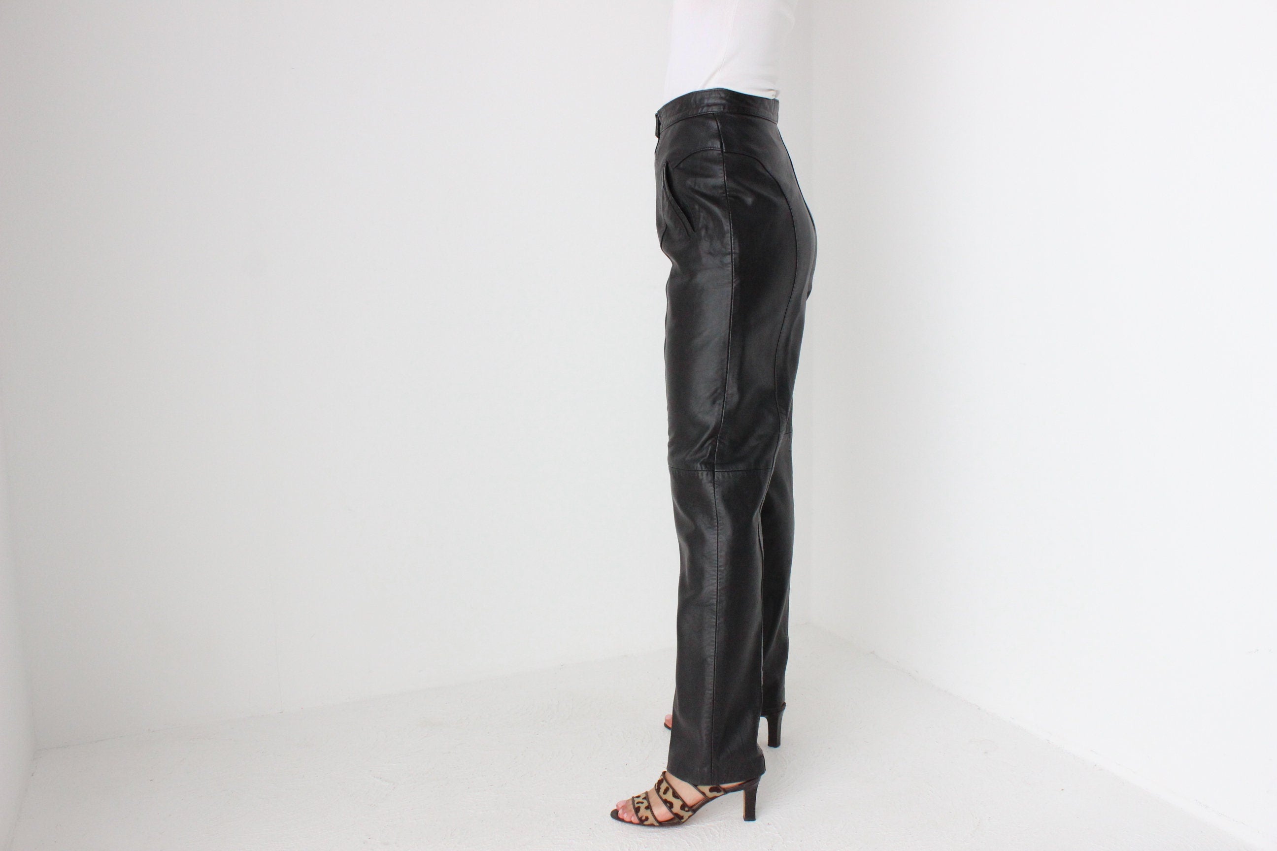 80s Softest {Genuine Leather} High Waist Trousers