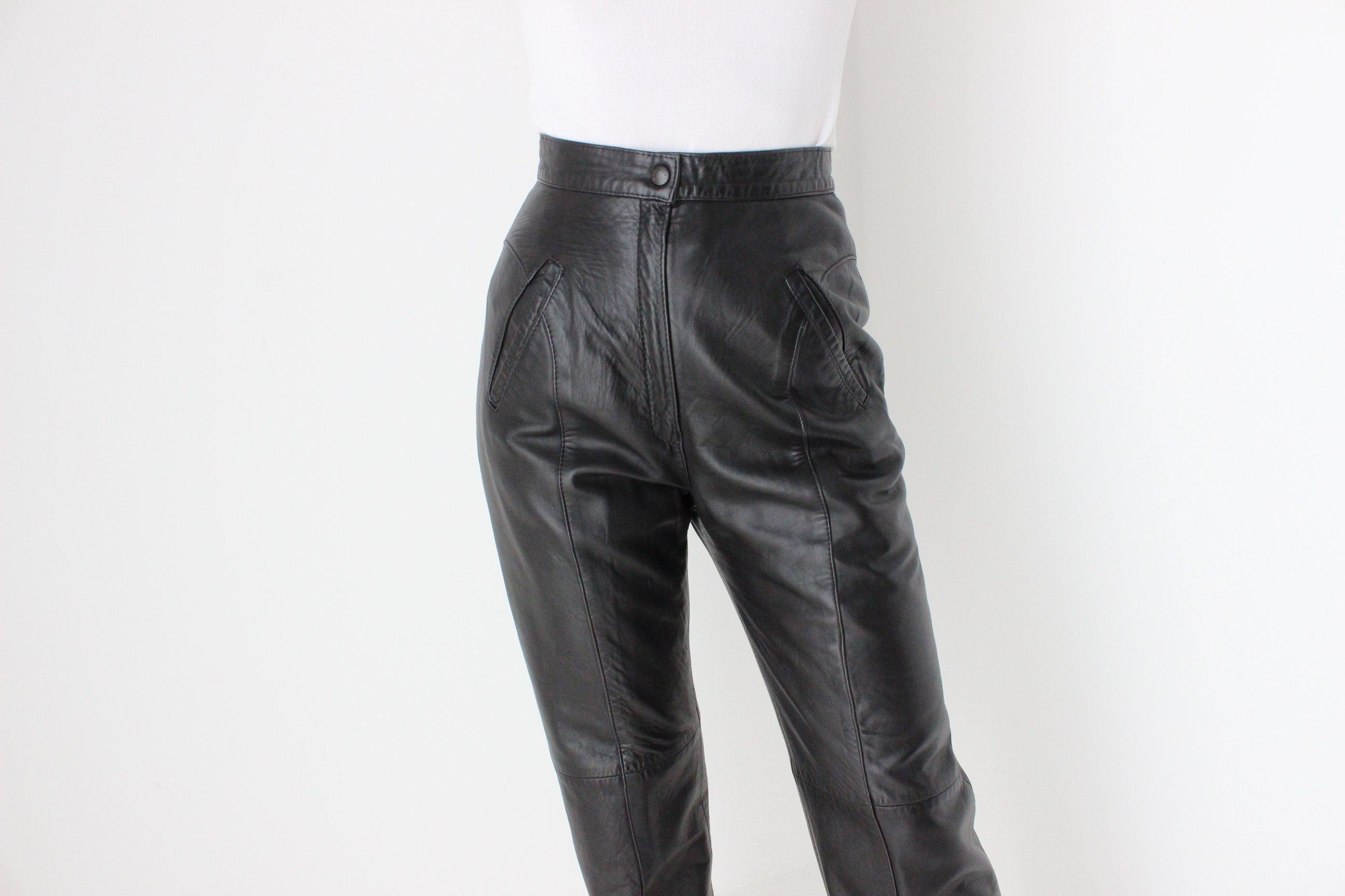 80s Softest {Genuine Leather} High Waist Trousers