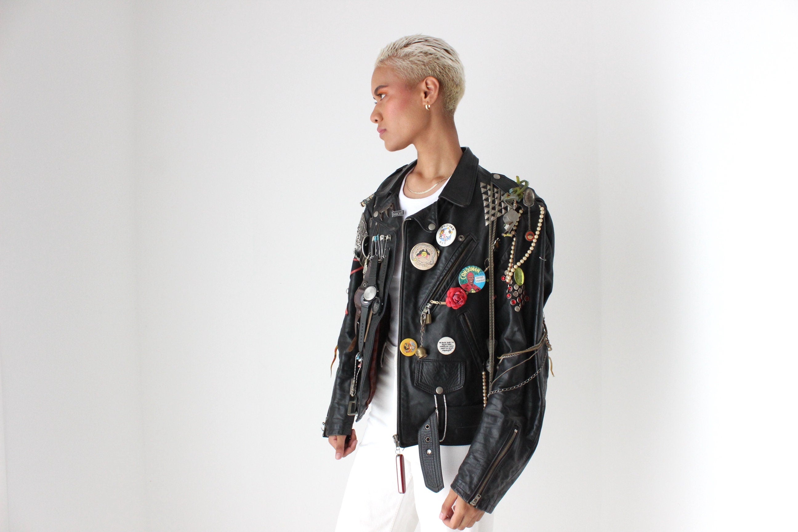 Punk Artefact! 80s Lethal Leather Moto w/ 100 Amazing Embellishments