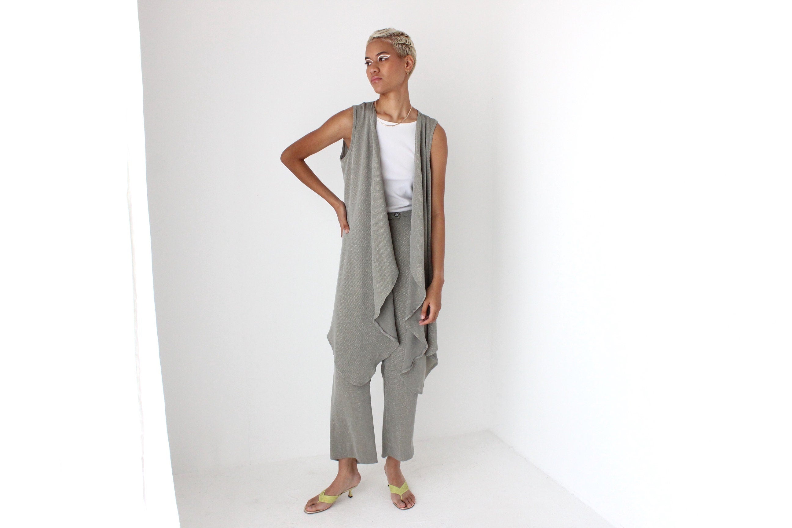 80s Lurex Two Piece Vest & Trouser Pant Suit