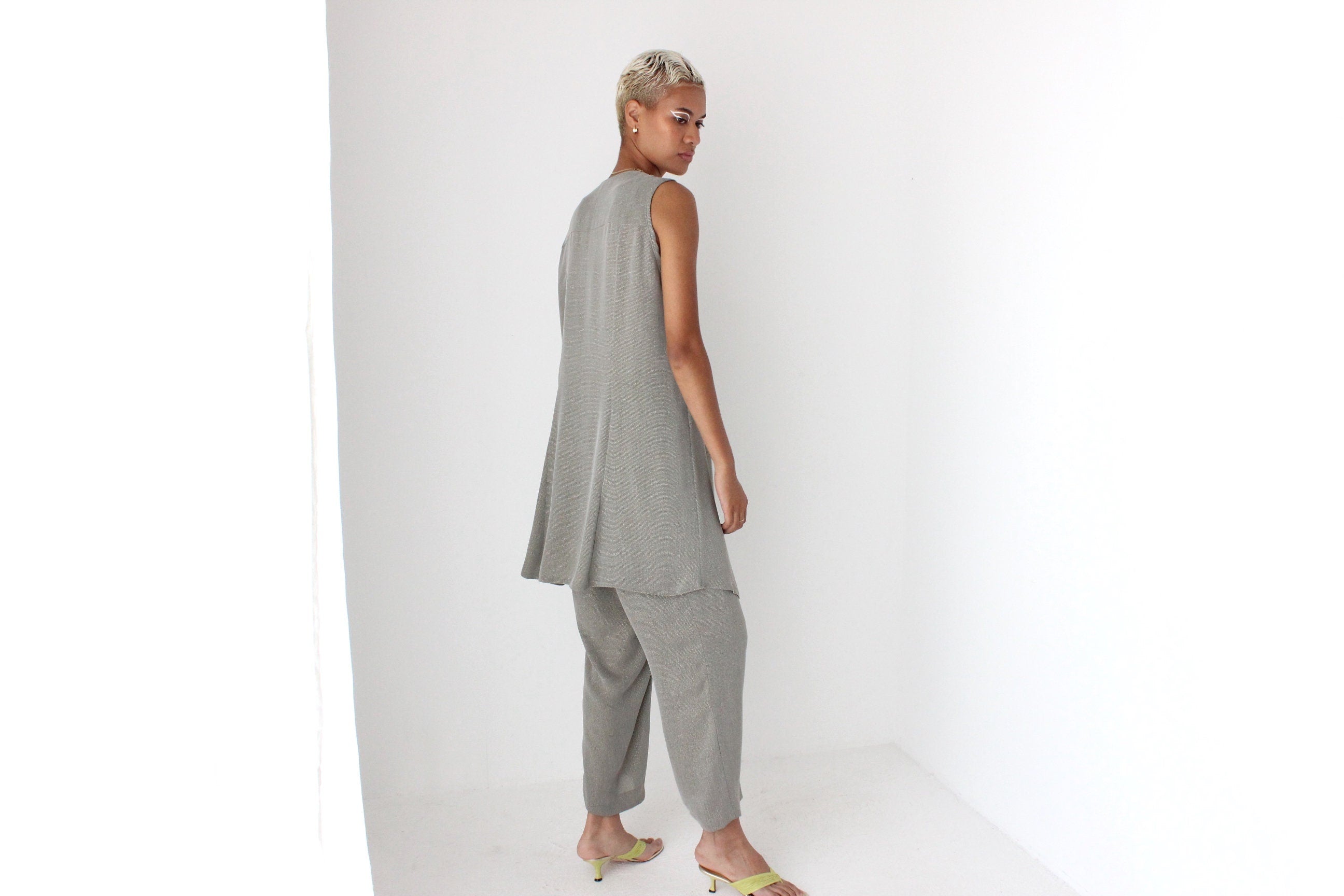 80s Lurex Two Piece Vest & Trouser Pant Suit