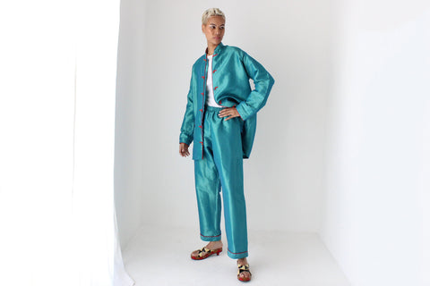 Amazing 80s Holographic Two Piece Chinese Lounge Suit Set