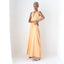 70s Sweeping Peach Jersey Disco Gown