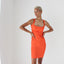 Y2K Roberto Cavalli Orange Satin Bodycon Dress