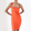 Y2K Roberto Cavalli Orange Satin Bodycon Dress