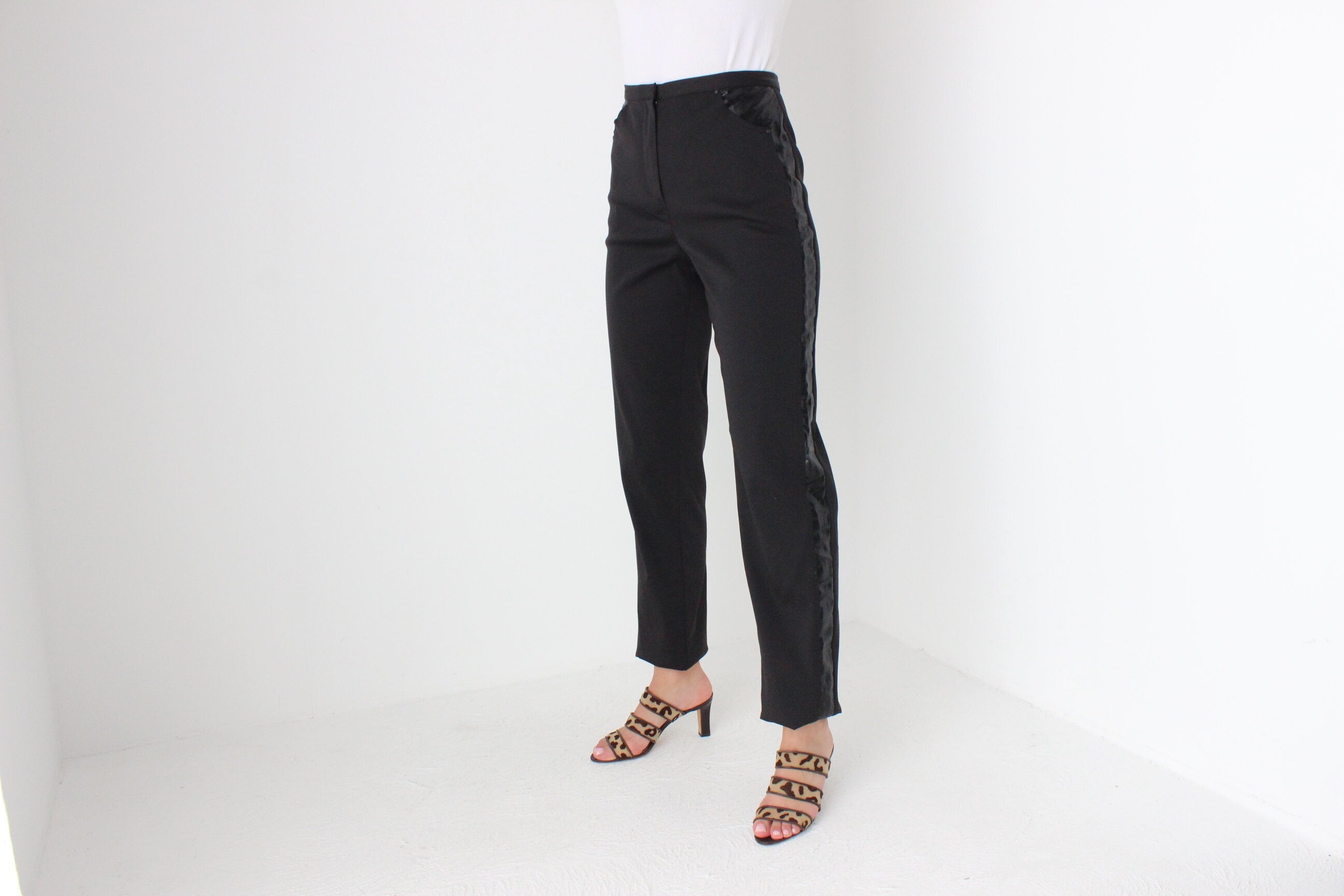 90s Versace Jeans Tailored High Waist Pants w/ Metallic Accents