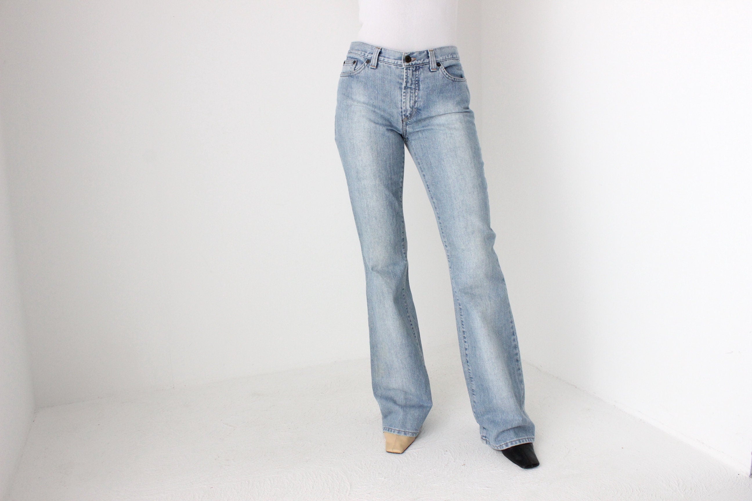 Dolce & Gabbana 2000s Lightwash Flared Jeans w/ Pocket Shadows