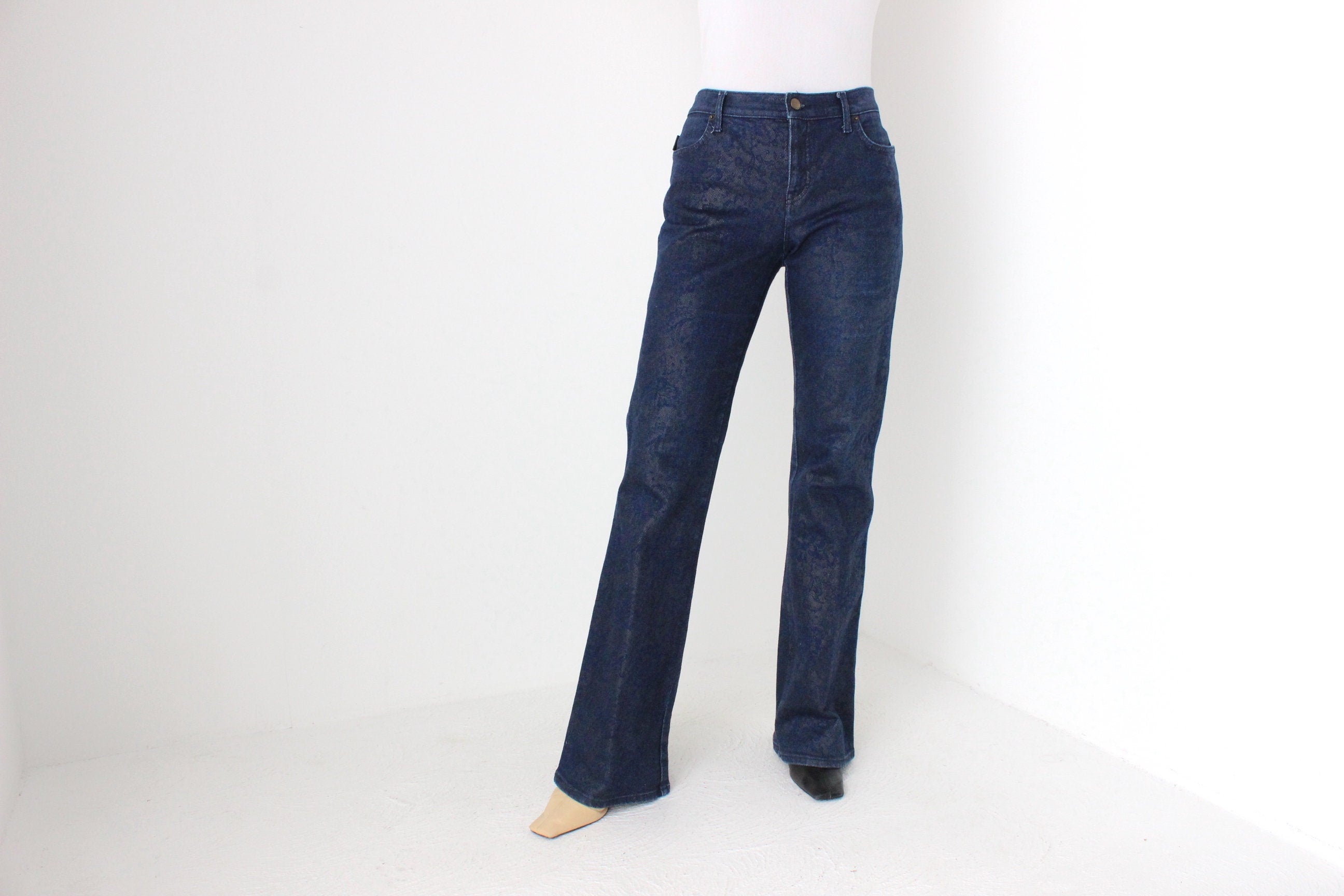 Vintage Moschino "Lace Effect" Dark Denim Bootcut Jeans