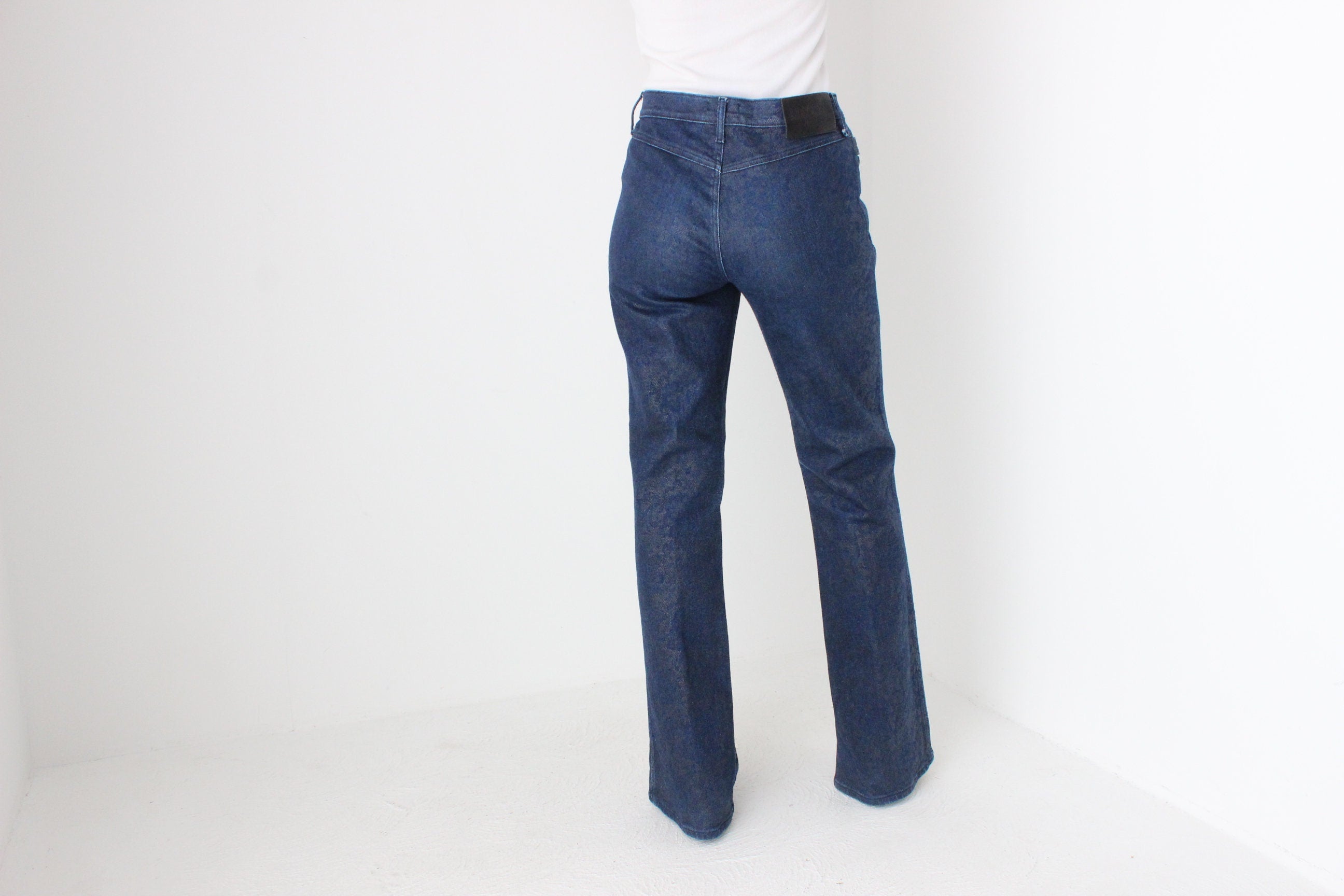 Vintage Moschino "Lace Effect" Dark Denim Bootcut Jeans