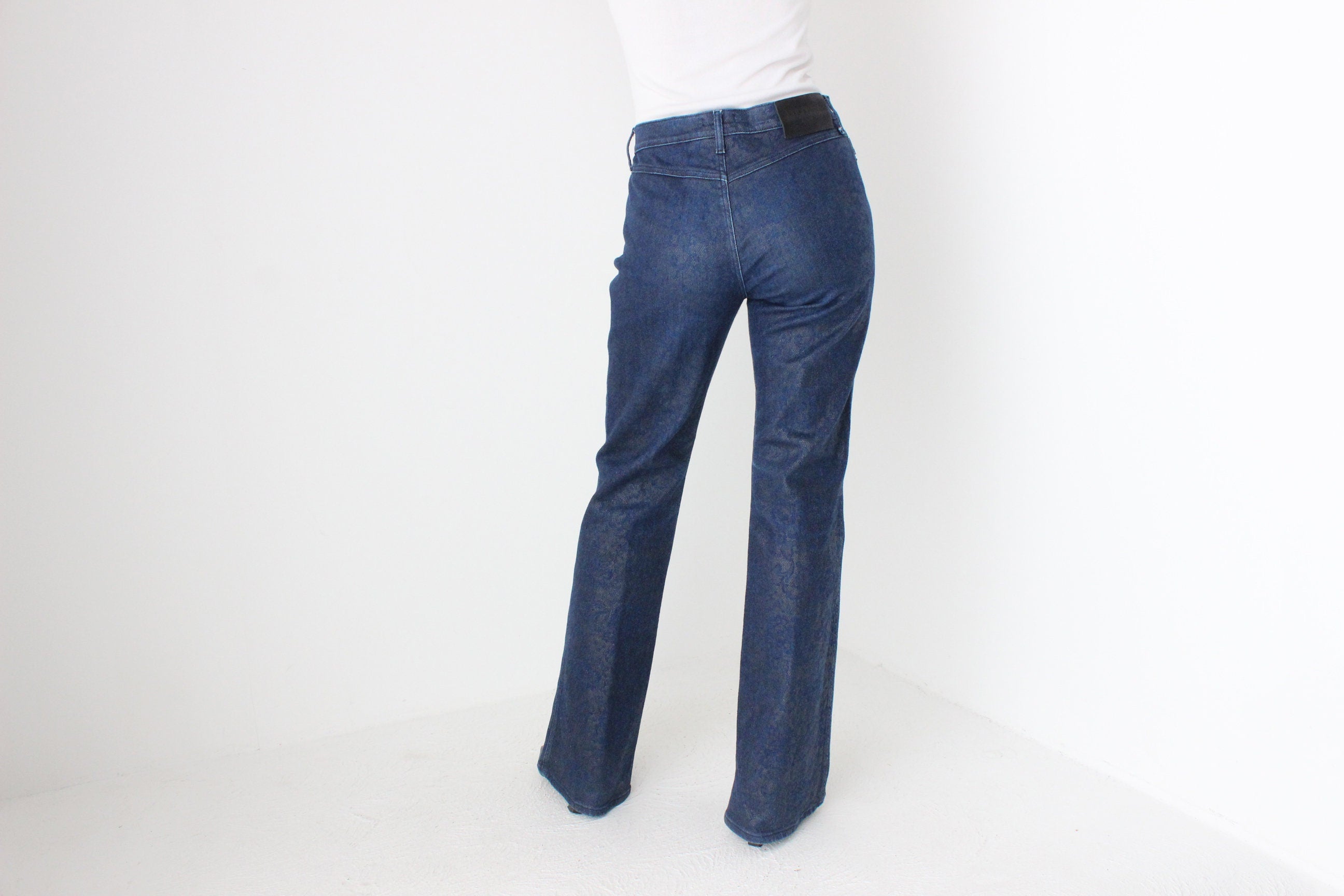 Vintage Moschino "Lace Effect" Dark Denim Bootcut Jeans