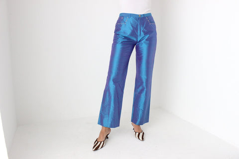 Donatella Versace 2000 Collection Raw Silk Holographic Jeans