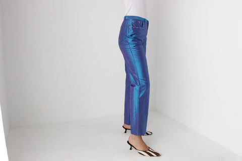 Donatella Versace 2000 Collection Raw Silk Holographic Jeans