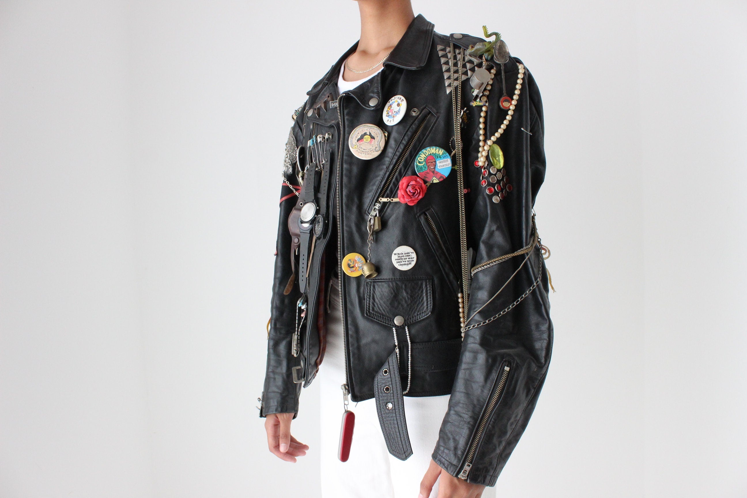 Punk Artefact! 80s Lethal Leather Moto w/ 100 Amazing Embellishments